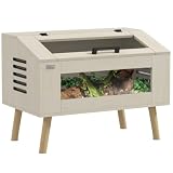 PawHut Terrarium pour Reptiles avec aération latérale, Vivarium pour Serpents 111L avec fe...