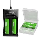 3600mAh Flacher Akku Hohe Entlastung 3,7 V, 20 A mit Akkuladegerät für Taschenlampe Kamera Türklingel (4er-Pack, Grün)