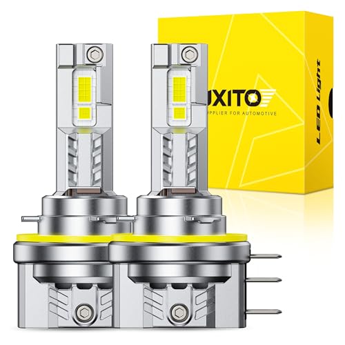 AUXITO H15 Light Bulbs, 40000LM 6500K Cool White Daytime Running Light Bulb with Fan 1:1 Mini Size, CANbus Ready No Flicker, Pack of 2