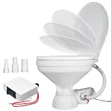 TMC, FO4706, WC elettrico marino con collegamento filettato per tubo flessibile, vasca dal design grande, pompa maceratore resistente, controllo intelligente dello scarico, coperchio silenzioso, 12 V