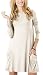 Women's Long Sleeve Pockets Casual Swing Plain T-shirt Dress (XL, Beige)