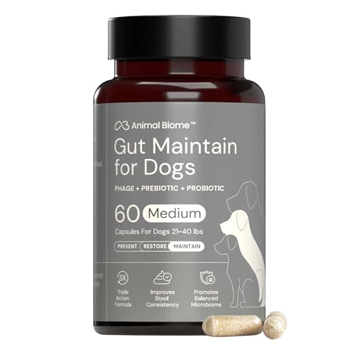 Image of Animal Biome Medium Dog Pre & Probiotics, S Boulardii, Gut Maintain, 60 Ct | Triple-Action Dog Probiotics, Prebiotics & Phage S Boulardii Pet Supplements for Gut Health, Diarrhea Support, Food Topper