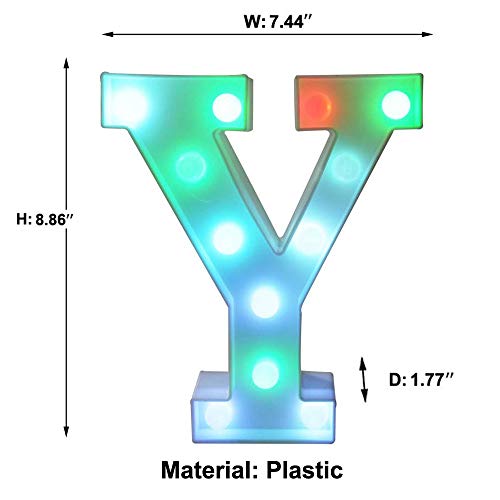 Image of Pooqla Colorful Marquee Letters LED Light Up Letters with Remote, Party Birthday Letter with Lights Decorations for Classroom Room Dorm Home - Multicolor Letter Y