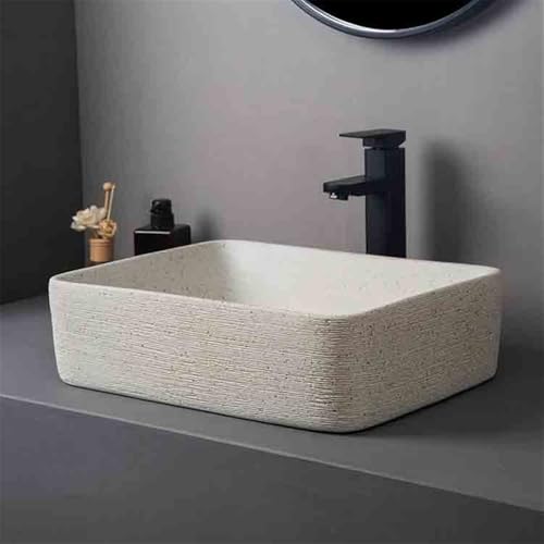 Lavabos de baño sobre encimera de cerámica individuales lavabo cuadrado caqui para hogar 7