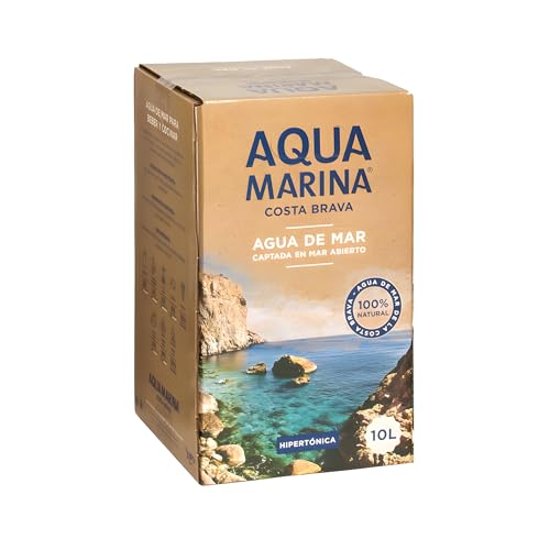 AQUAMARINA Costa Brava Agua de Mar Hipertónica 10L | 100% Natural Minerales Esenciales para Hidratación, Cocina Mediterránea y Bienestar Deportivo (1 Bag in Box 10 Litros)
