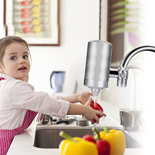 Faucet Water Filter,Stainless Steel High Water Tap Water Filter,Water Faucet Filter for Kitchen Sink,Improve Water Taste,Fits Standard Faucets