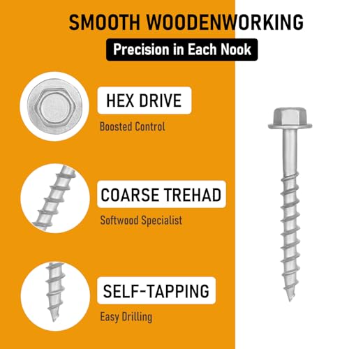 (800 Pack) #9 x 1-1/2" Heavy Duty Joist Hanger Screws, 1/4" Hex Head Wood Screws with 0.370" Dia Deck Screws, Replace SD9112R500 10D Nails miniatura 2
