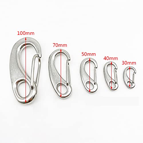CONPHERON 30-100mm Edelstahl Schnelllink Karabinerhaken Clips Schnapphaken Schlüsselanhänger für Camping Wandern Reisen Outdoor
