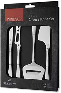 Grunwerg Windsor Carded 4-Piece Stainless Steel Cheese Knife Set 4BXCHKWDR, 18/0 Stainless Steel