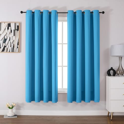 CUCRAF Verdunklungsvorhänge Thermovorhang Kälteschutz 2er Set H175 x B140cm Vorhänge mit Ösen Hellblau Vorhang Blickdicht Weich und Langlebig Schallschutz Vorhang für Schlafzimmer Wohnzimmer