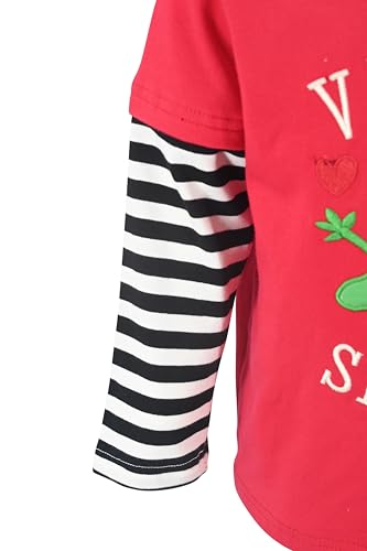 Image of Unique Baby Boys Shirts for Kids and Toddlers Striped Layered Long Sleeve with Embroidery