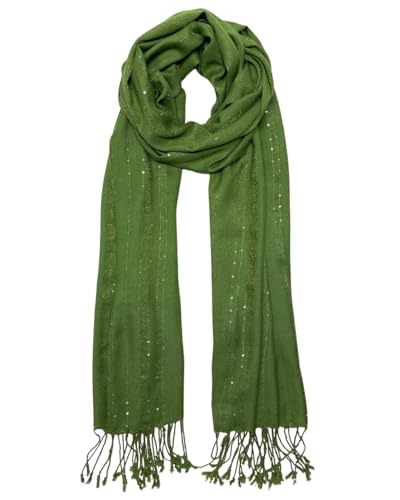 Humble Hilo Handmade Shimmer Thread Scarf or Shawl Large Lightweight Neckscarf Wrap for Women with Metallic Embroidery