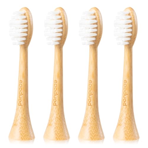 PONPACE Bamboo Toothbrush Heads Compatible with Philips Sonicare Extra Soft Castor-Oil Bristles for Sensitive Teeth Eco-Friendly & Gentle Cleaning