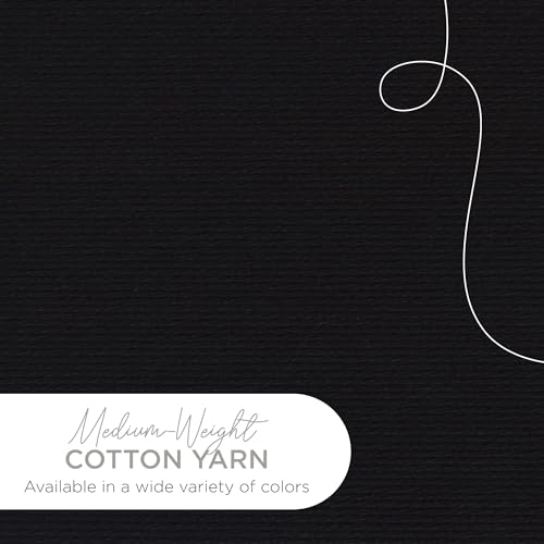 Lion Brand Yarn Lightweight 24/7 Cotton Yarn for Knitting, Crocheting, and Crafts, Black, 3 Pack