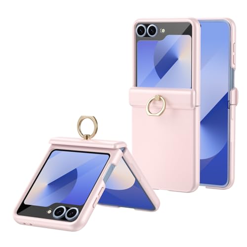 Coque Galaxy Z Flip 6 rose avec anneau support 360 pour visionner vos vidéos les mains libres