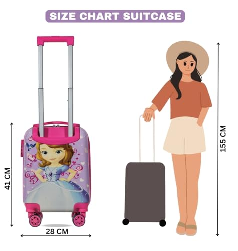 Image of ADSON Abs Kids Trolley 360 Rotating Luggage 360 Degree Wheels Non-Breakable 16 Inch Kids Hardsided Suitcase with 4 Wheels, 360 Degree Wheel Travel Trolley Bag (Design 12)
