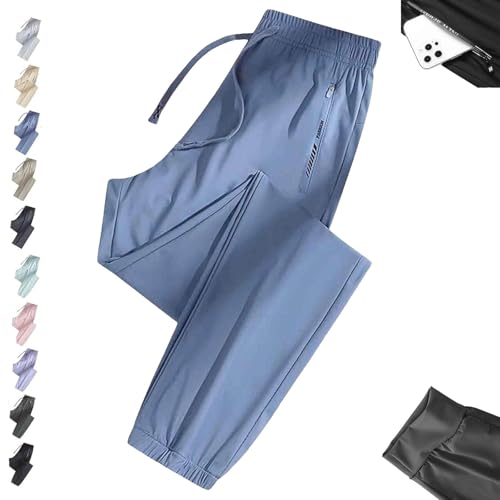 Nallywear Stretch Pants, Cooling Ultra Soft Perfect Drape Casual Pants, Pull on Ice Silk Comfort Everyday for Women Men(Mist Blue,Medium_Jogger)