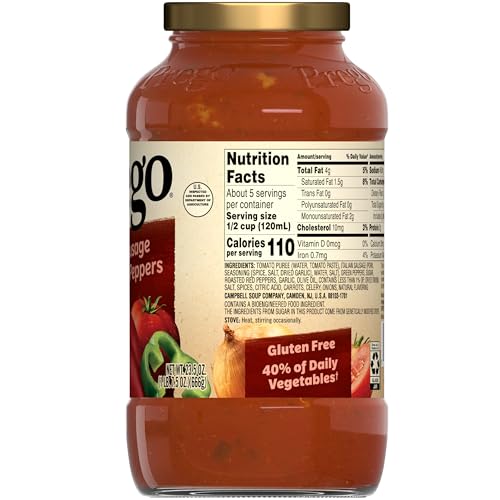 Image of Prego Sweet Sausage and Roasted Peppers Pasta Sauce, 23.5 oz Jar