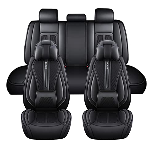 Yajomi Custom Car Seat Covers Luxury for Acura MDX 2003-2022 Leather Front & Rear Seat Cover Waterproof Breathable Anti-Slip Driver 5 Seat Covers Black-Luxury
