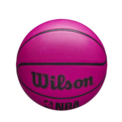 Image of WILSON NBA DRV Outdoor Basketball with Pump - Pink, Size 5-27.5 inch