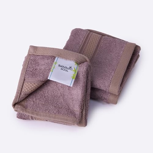 Image of Bamboo Soul Bamboo Face Towel | Ultra Absorbent & Super Soft | 30 x 30 cm - 550 GSM | Pack of 3 (Dark Beige)