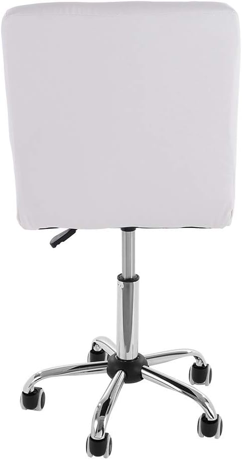 Office Desk Chair with Adjustable Height, Fashion Casual Lift Chair 360 Degree Free Rotation Pulley Chair Home Computer Task Chair for Work Space, Brown & White (White)