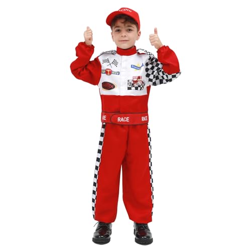 Disfraz completo de piloto de carreras para niños miniatura 6