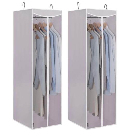 STORAGE MANIAC Garment Bags for Hanging Clothes, 57-Inch, Grey, 2-Pack