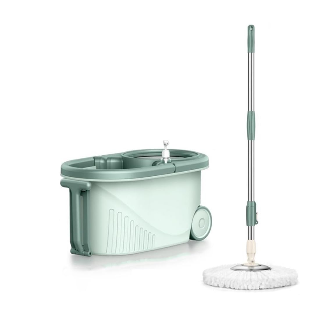 JUNYFFF Mops for Cleaning Floors with Bucket Spin Mop And Buckets Sets, Mop Bucket Set with 125Cm Stainless Steel Handle, Microfiber Mop with Wringer for Cleaning Floors, Send 4 Mop Pads
