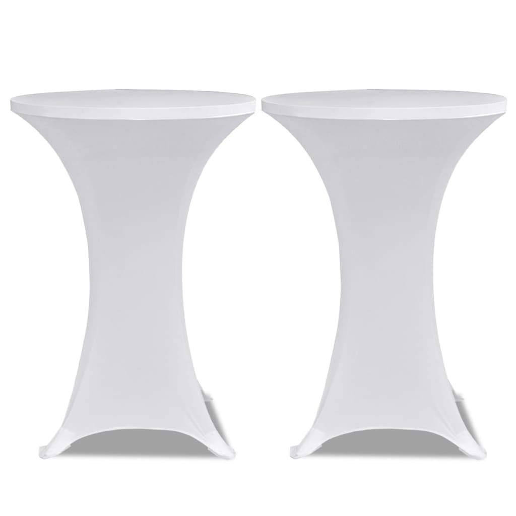 Festnight Mantel Elástico para Mesa Alta 4 Unidades Funda para Mesas Altas Blanco Ø60 cm