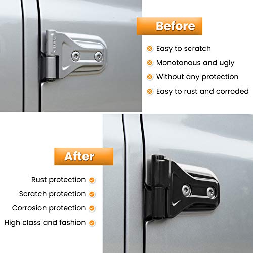 Door Hinge Cover Trim Exterior Accessories for 2018-2021 Jeep Wrangler JL JLU Sports Sahara Freedom Rubicon Unlimited Gladiator JT 2-Door & 4-Door (Black 8PCS)