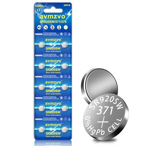 avmzvo Batterien Knopfzellen SR920SW 371 V371 AG6 LR920 Batterien Uhrenbatterie 1.5V Alkaline kindersichere Verpackung 10 Stück5 Jahre LagerGarantie