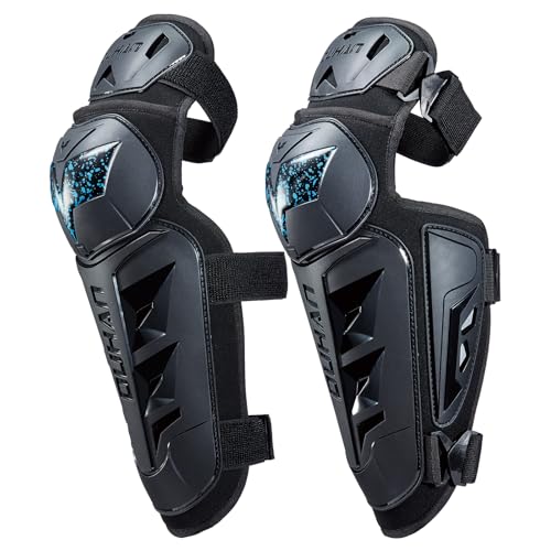 DUHAN Motorcycle Knee Shin Guards for Men & Women - CE Level 2 Certified Motocross Knee Pads, 45°-180° Flex Design, Adjustable Elastic Straps for Maximum Protection & Mobility (Black/Blue, 2 Pcs)