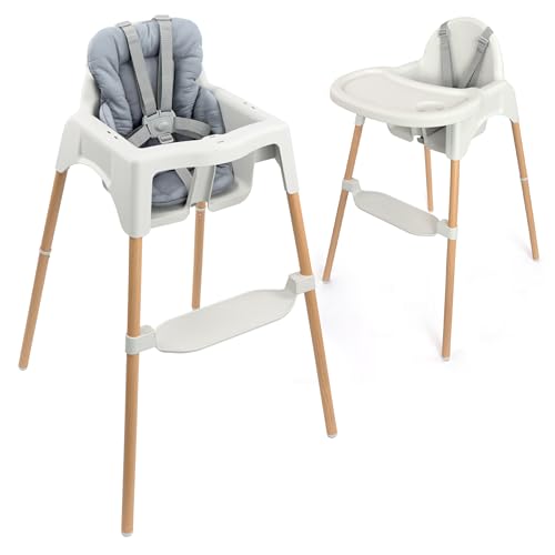 Zamboo Tronas de Bebé Ligeras con Cojín Reductor desde 6 Meses hasta 15 kg | Silla Alta Comedor Evolutiva solo 3,5 kg   Bandeja Extraíble Grande y Arnés de 5 Puntos | Portátil   Antivuelco – Gris