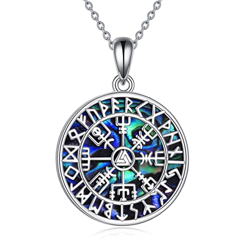 YAFEINI Sterling Silver Viking Jewelry Viking Compass Weapon Spearhead Talisman Pendant Necklace, Viking Jewelry Gift for Women Men