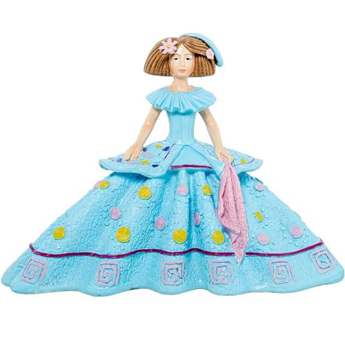 Figura di una menina Classica in Resina con Abito Larghezza 11x11x15 cm celeste