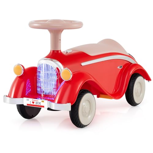 Costzon Toddler Ride On Toy, Classic Foot to Floor Sliding Car w/Steering Wheel, Horn, Headlights & Under Seat Storage, Kids Push Ride-Ons, Retro Baby...