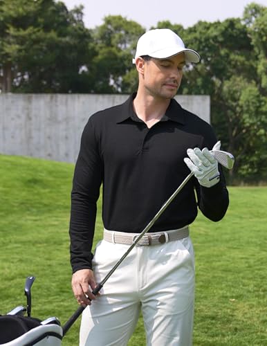 COOFANDY Mens Polo Shirts Long Sleeve Casual Lightweigt Golf Polos Button Collared Tshirt2