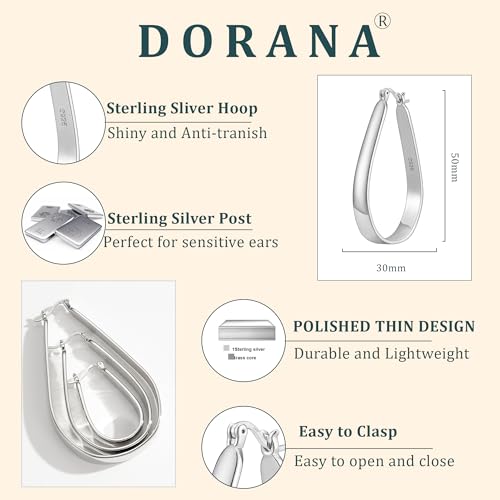 Sterling Silver Hoop Earrings for Women Large Oval Hoop Earrings Lightweight Big Gold Hoops Earrings Hypoallergenic 14K Gold Plated Hoops Earrings Non Tarnish Jewelry Gifts 20/30/40mm4