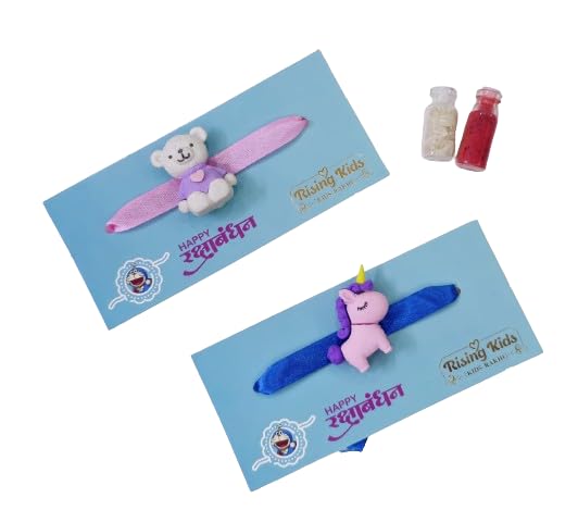 Brijsun Innovations Unicorn Eraser & Teddy Eraser Rakhi Combo/Rakhi for Kid's Brother Bhai Boys