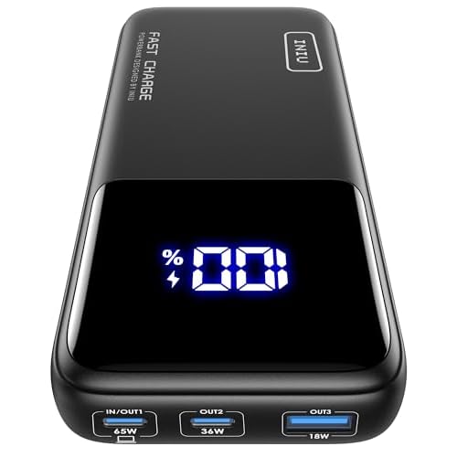 INIU Power Bank, 20000mAh 65W Ultra Compact USB C Laptop Portable Charger, PD QC Fast Charging 3-Output External Battery Pack for Laptop MacBook iPad Tablet Steam Deck iPhone 17 16 15 Pro Sa