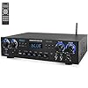 Pyle Bluetooth Home Audio Theater Amplifier Stereo Receiver- 4 Channel, 800 Watt Sound System w/ MP3,USB,SD,AUX,RCA,FM,MIC, Headphone, Reverb Delay, LED Vol, for Home/Studio/Theater Speakers- PDA77BU