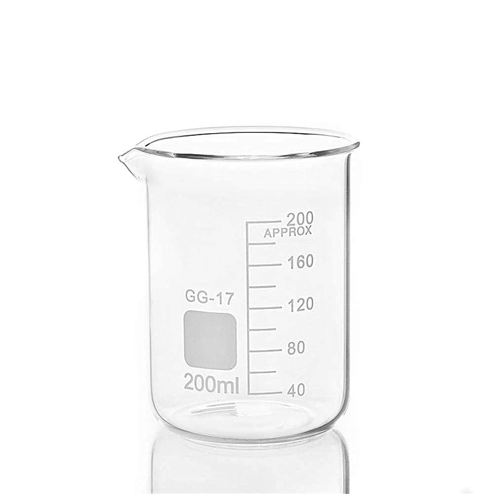 Living Equipment Laboratory 10 bicchieri da 200 ml in vetro in forma bassa per bilancia da laboratorio di chimica Misurazione di forniture per ufficio per l'istruzione addensata (200 ml)