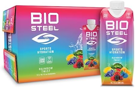 BioSteel Electrolyte Sports Drink, 12-Pack, Zero Sugar (Rainbow Twist)