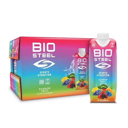 BioSteel Sports Drink, Sugar-Free with Essential Electrolytes, Rainbow Twist, 16.7 Fluid Ounces, 12-Pack