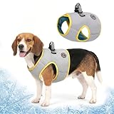 Huafly Dog Cooling Vest with Instant Chill-Heat Reflective Mesh Evaporative Dog Cooling Shirt,Adjustable Quick Release Cooling Harness for Dogs for Summer Walking,Hiking & Hot Weather (Medium)