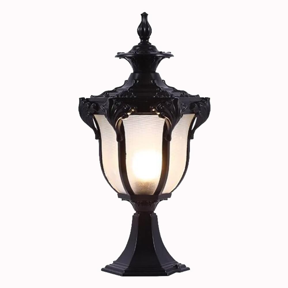 KNBVFHG Outdoor Waterproof Villa Column Lights European Style Antique Garden Gate Pillar Lamp Courtyard Post Head Lamp Wall Lights with Mounting Base Fixture for Yard Post Pole Pathway Driveway