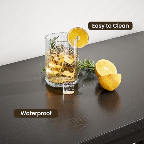 Bealife Bartisch mit Barhocker-Set, Kneipentisch-Set mit 2 Ablagen und Glashalter, Küchen-Bartisch-Set für Küche, Wohnzimmer, Esszimmer (Schwarz)