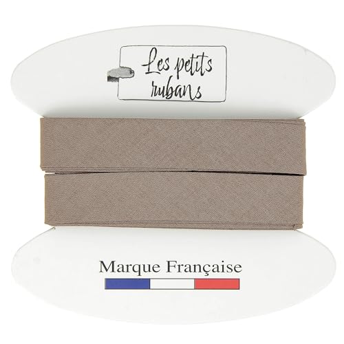 Les Petits Rubans Biais de couture - 20 mm de large, plié 10 mm, longueur 5 mètres, 100% coton - Bordure pour couture, ameublement, vêtements, couvertures - Taupe