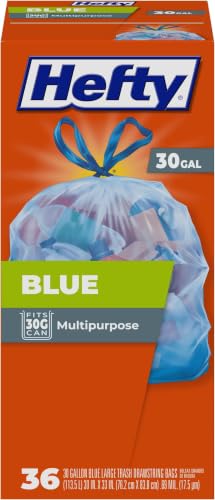 Image of Hefty Blue Trash Bags, Blue, 30 Gallon 36 Count (Pack of 6)